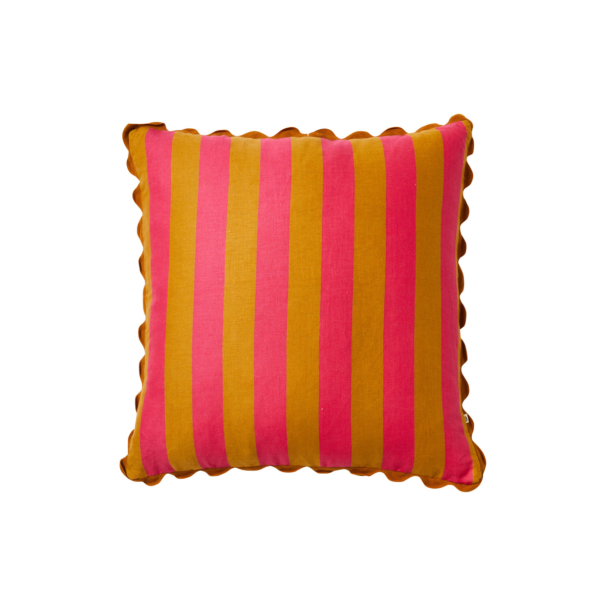 Bonnie and Neil Bold Stripe Tan Pink Cushion FC404