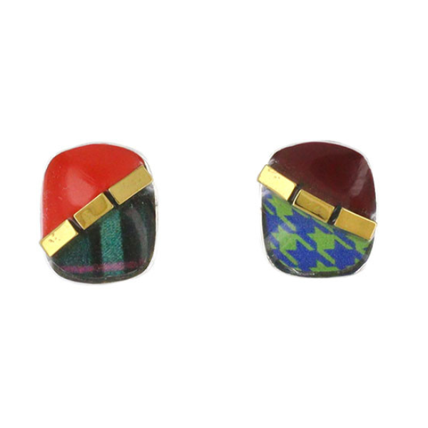Image of dainty multi coloured stud earrings.