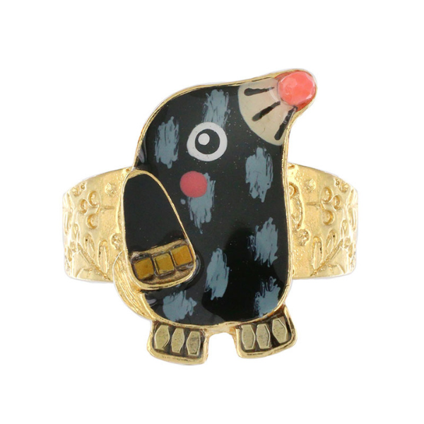 Image of ring with mole hand painted feature.