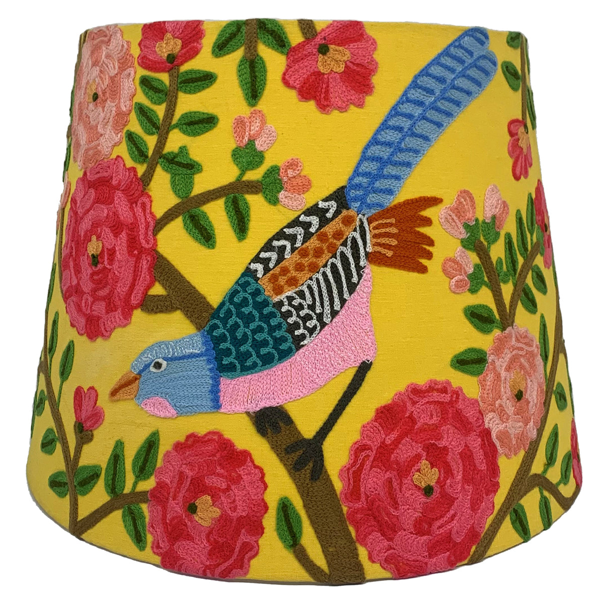 Summer Birds Cotton Tapered Lampshade - Yellow SHD238