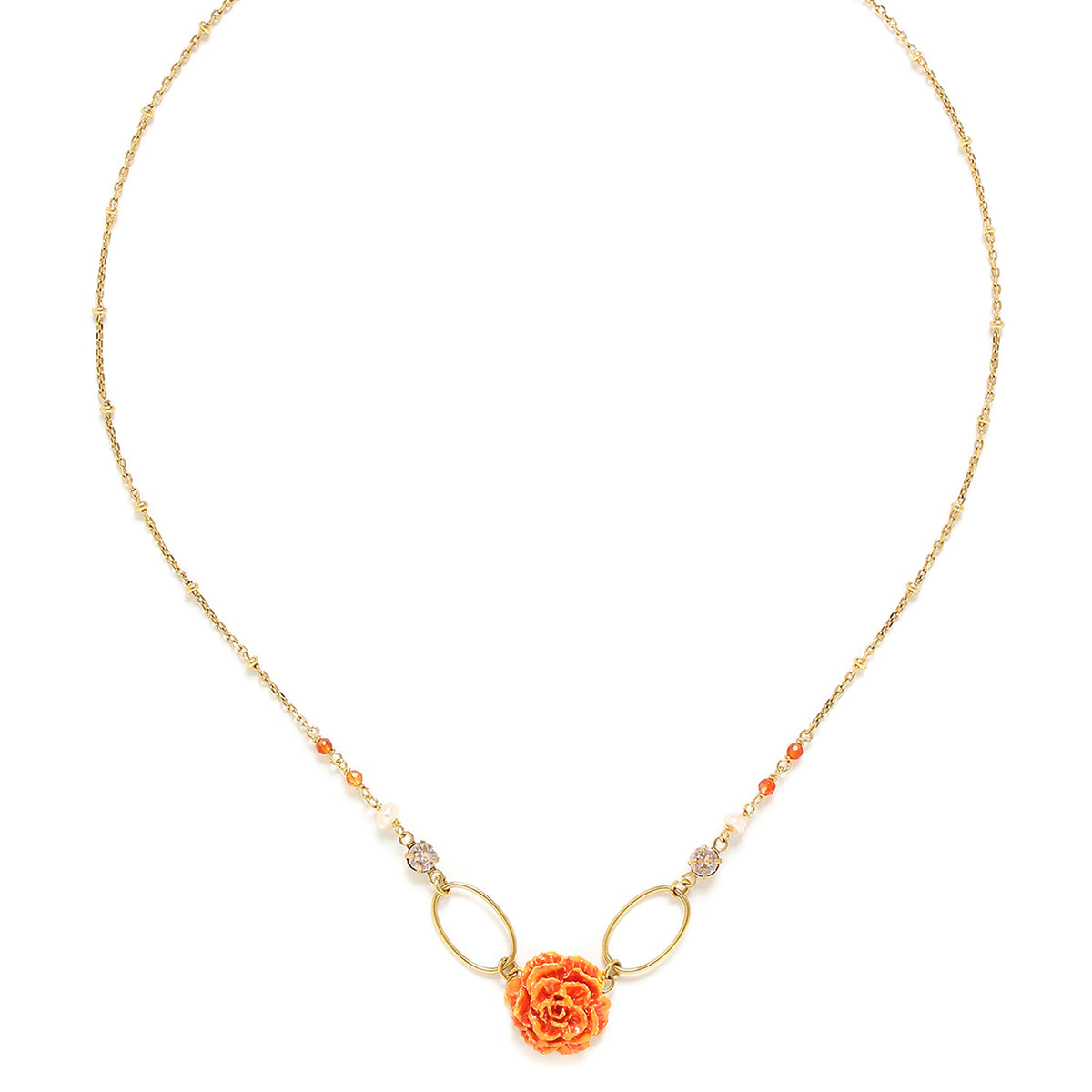 Franck Herval Clea Carnation Flower Short Necklace 15--63852