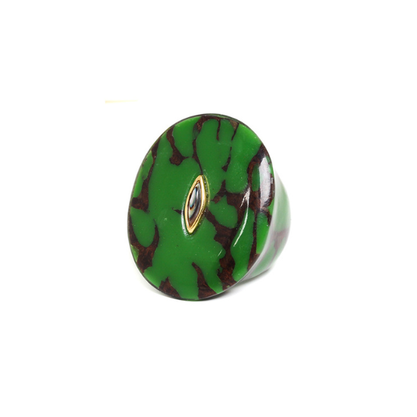 Image of chunky ring in termite mound malachite green colour and theme.