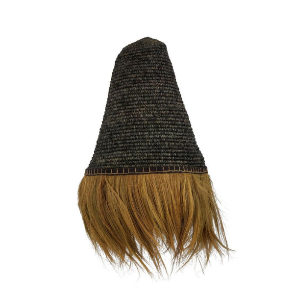 Image of Black Seagrass Light Shade with natural coloured shaggy fringe.