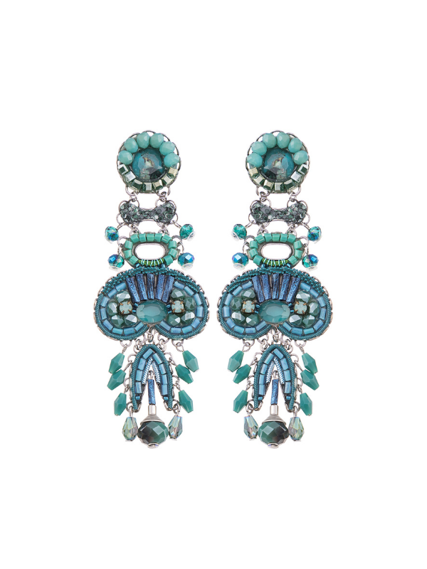 The Classic, Ocean Bay Collection from Israeli jewellery designer, Ayala Bar features aqua, turquoise and green beading reminiscent of summer holidays near the water. These earrings are a post setting, measuring 8.1cm.