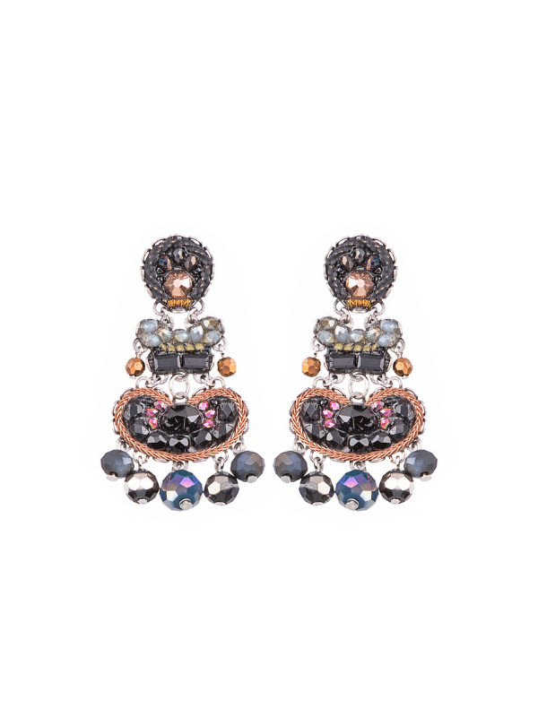 Ayala Bar delights with her Classic Collection - Black Eyes jewellery. Handcrafted using ornate beading in sultry charcoal tipped with bronze and tan highlights. Ageless colours and settings.