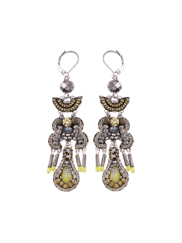 Ayala Bar's Winter 2021 jewellery release includes an enchanting Classic Collection range, Grey Sparkle. The designer has co-ordinated lime green highlights with light grey and tinges of ochre beading.