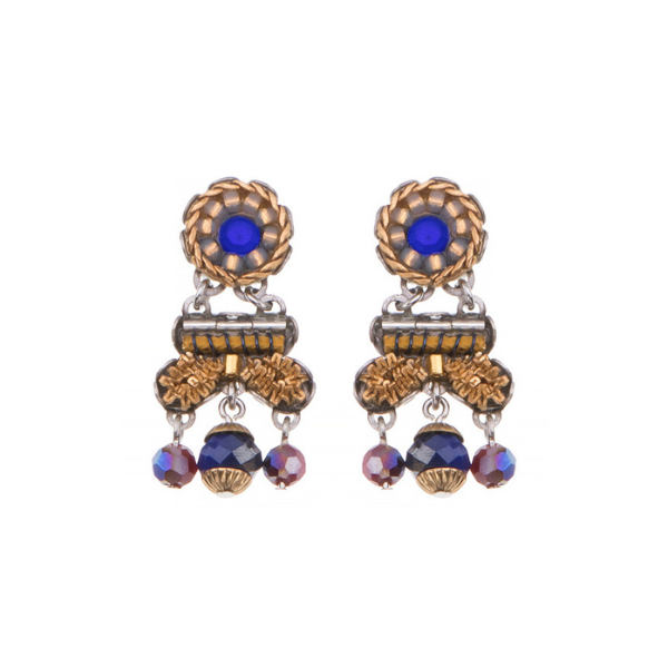 Image of dainty dangle earrings 100% handcrafted and contains silver plated brass and metal alloys, glass beads, ceramic stones, crystal rhinestones and fabrics.