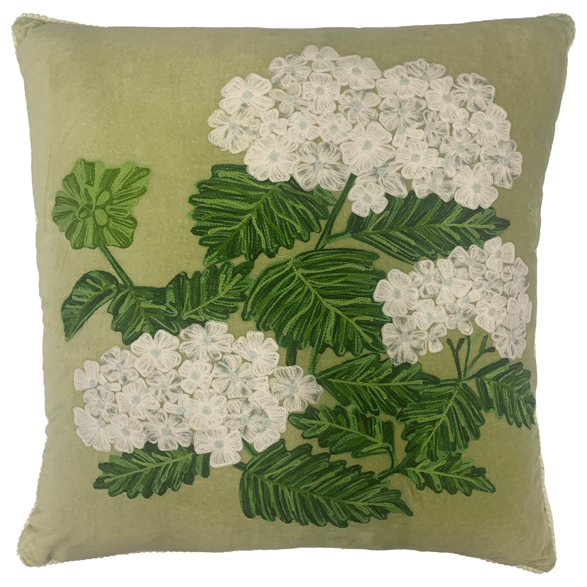 Velvet Hydrangea Cushion - Woodlands Green CUS2140