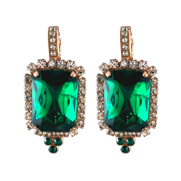 Green crystal 2025 stud earrings