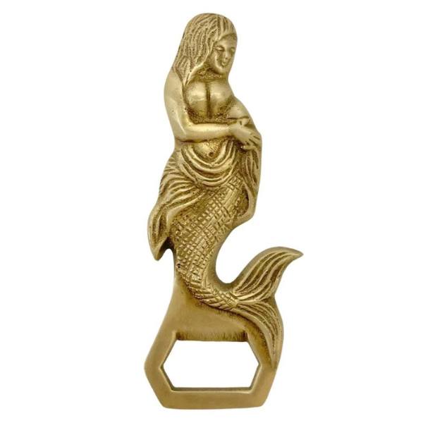 Image of impressive brass mermaid bottle opener.