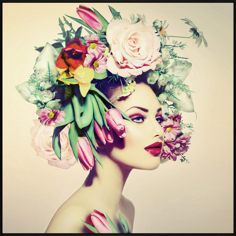 Beautiful Girl with Amazing Colourful Flower Headdress