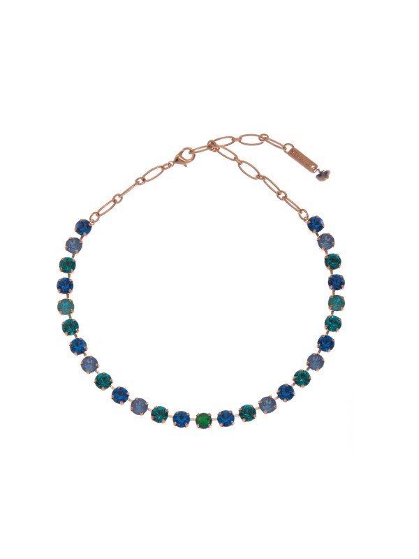 Image of elegant Mariana necklace set with Swarovski crystals in blue and green colours.