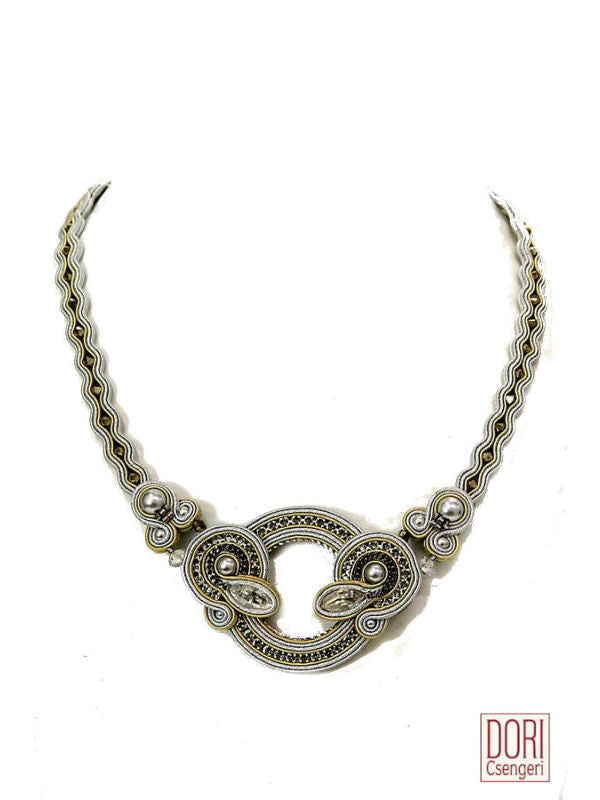 Image of elegant necklace embellished with silver swarovski crystals.