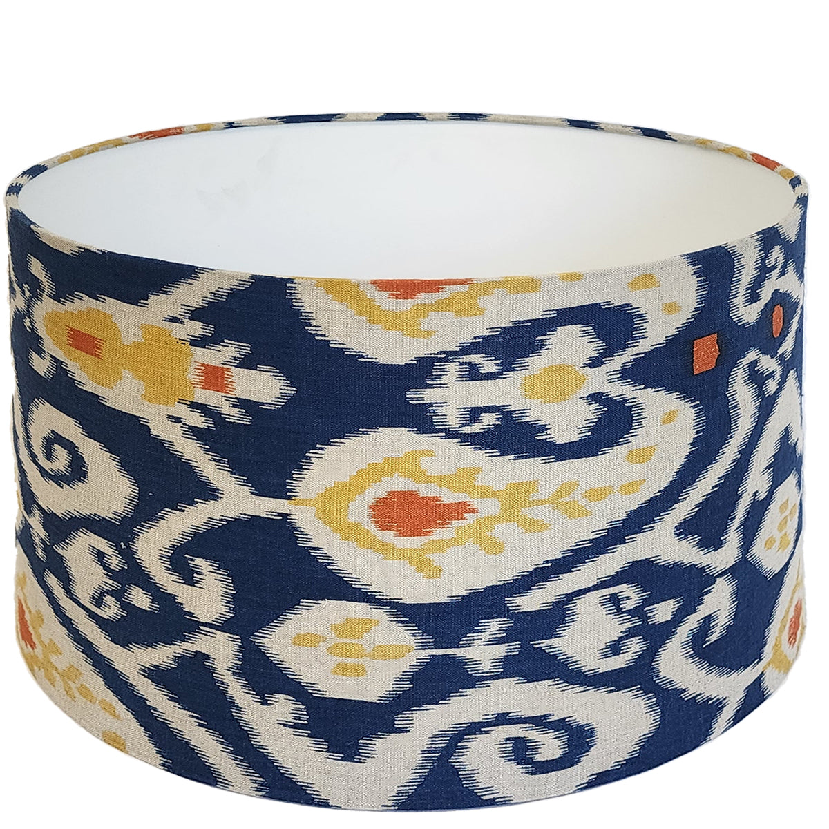 Indonesian Ikat style linen lampshade - blue