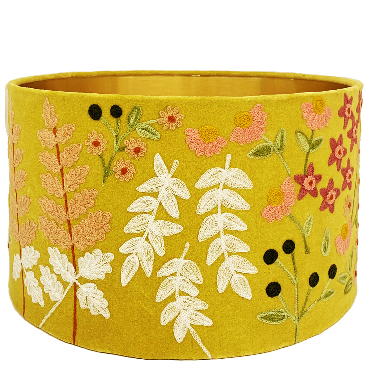 Velvet Summer Florals Lampshade - Mustard SHD237