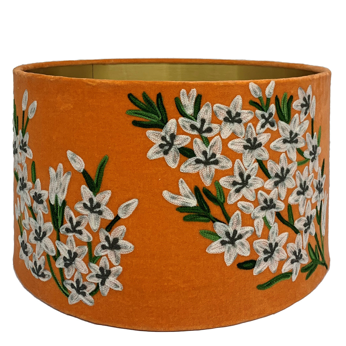 English Garden Velvet Lampshade - Orange / White SHD250