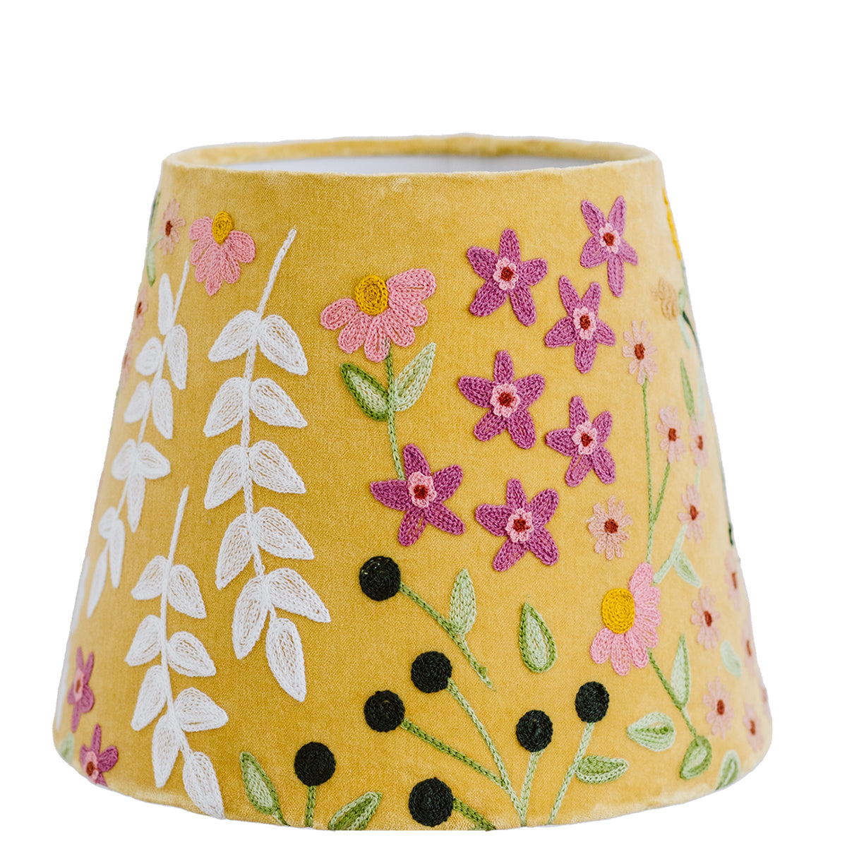 Velvet Summer Florals Tapered Lampshade - Mustard SHD256