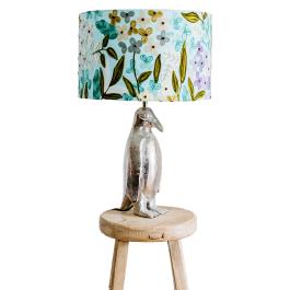 Jungle Flowers Cotton Lampshade - Pale Blue Multi SHD265