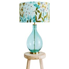 Jungle Flowers Cotton Lampshade - Pale Blue Multi SHD265