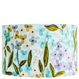Jungle Flowers Cotton Lampshade - Pale Blue Multi SHD265
